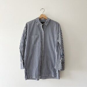 **SOLD** Mother of Pearl Blue and White Striped Button Down Shirt Organic Cotton